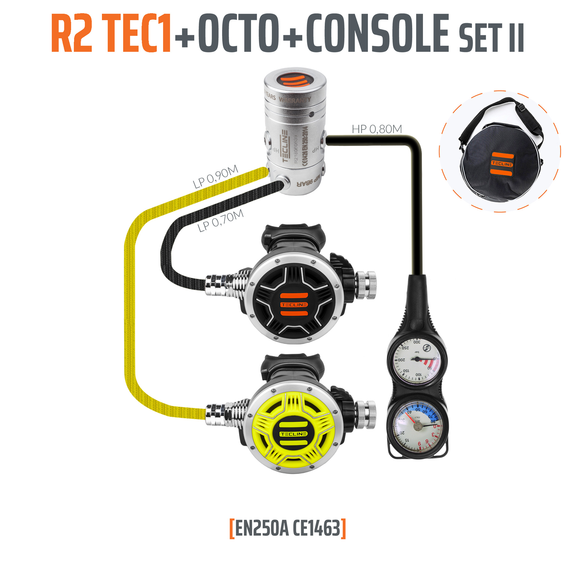 TECLINE REGULATOR R2 TEC1 SET II WITH OCTO AND 2 ELEMENTS CONSOLE